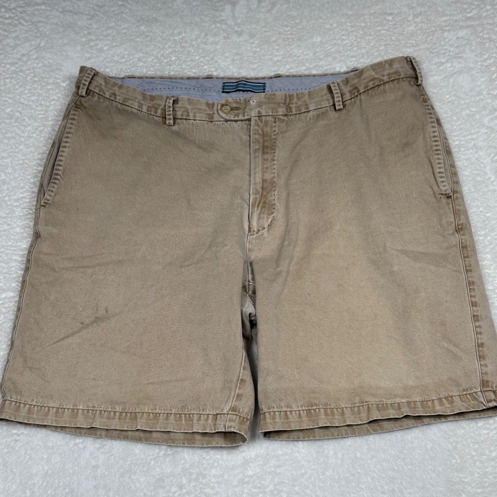Peter Millar Mens Khaki Pima Cotton Flat Front Golf‎ Shorts Size 40 Tan Peru